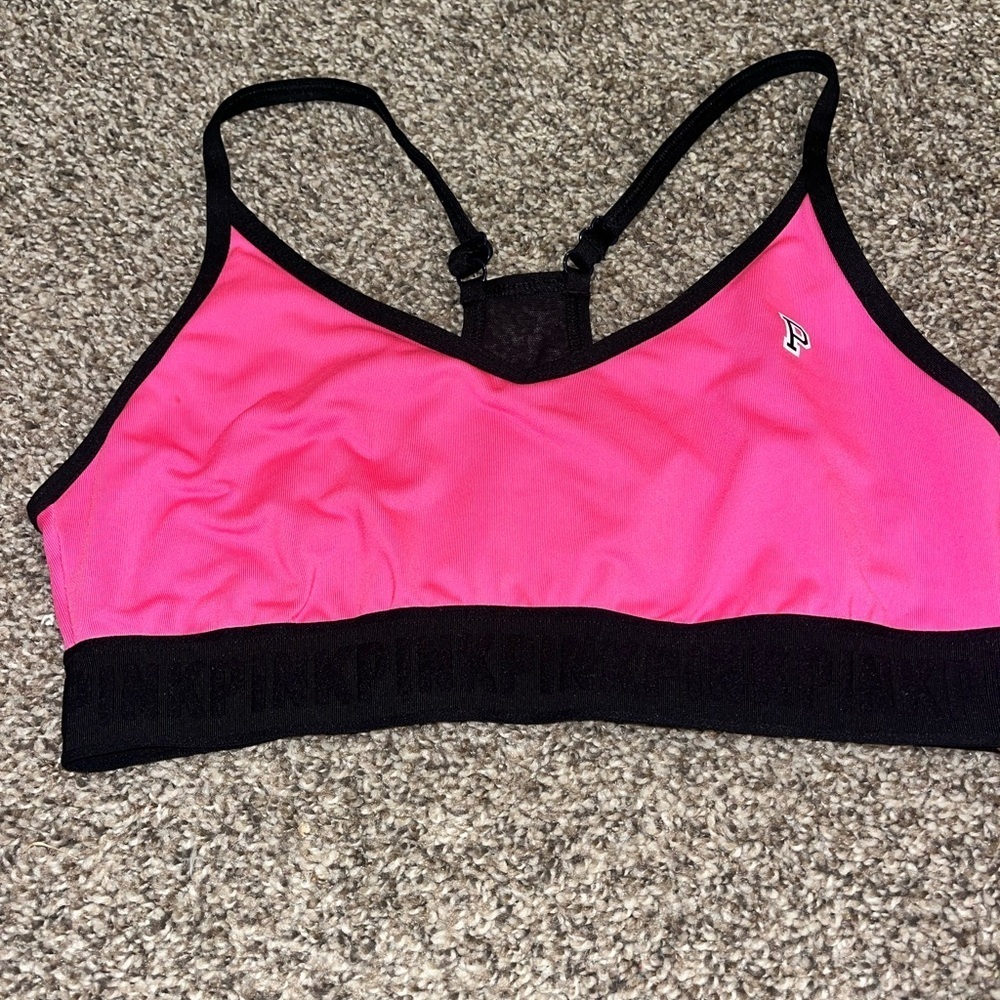 Victoria’s Secret Pink Sports Bra hot pink and black size medium